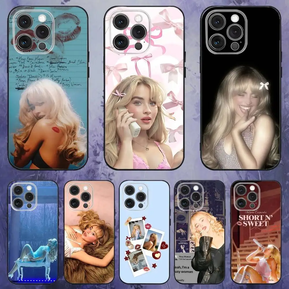 

Sabrina Carpenter Short n Sweet Phone Case For iPhone 17,16,15,14,13,12,Pro,Max,Plus,E,SE4,Air,Mini Black Soft Box