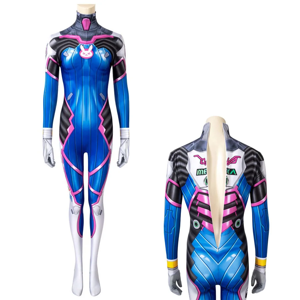 Zentai Adult Women's Gameplay Role-Playing Costume D VA Jumpsuit Sexy 3D Printed Tight Fitting Suit Halloween Carnival Costume