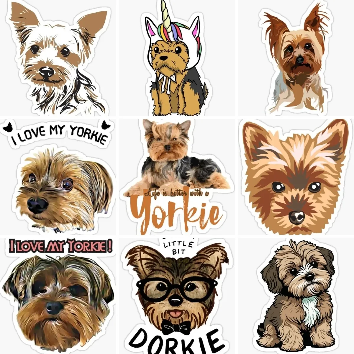 

Йоркширская собака, домашние животные, милая креативная наклейка, аксессуары для окон автомобиля, кемпер, мотоцикл, виниловая велосипедная стена, комната, грузовик, шлем, наклейка из ПВХ