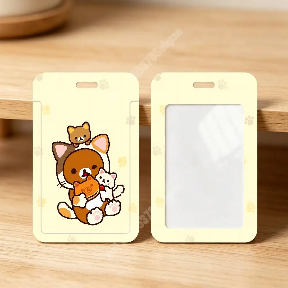 Cute R-RilakKuma K-KorilakKuma Plastic Card Holder Staff ID Card Clear Transparent Campus Access Name Tag