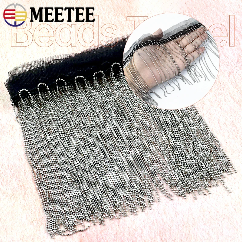

2Yards 6/9/10/12/15cm Metal Bead Tassel Fringes Sewing Curtains Clothes Chain Party Dresses Beaded Lace Fringe Trim Accessories
