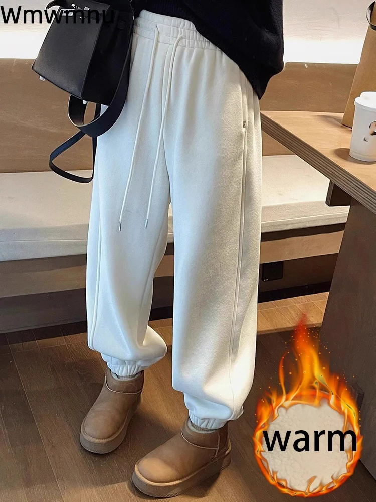Plush Baggy Drawstring Sweat Pants Thickened Women's Casual Warm New Pantalones Loose Lace-Up Korean Fashion Trousers Hosen