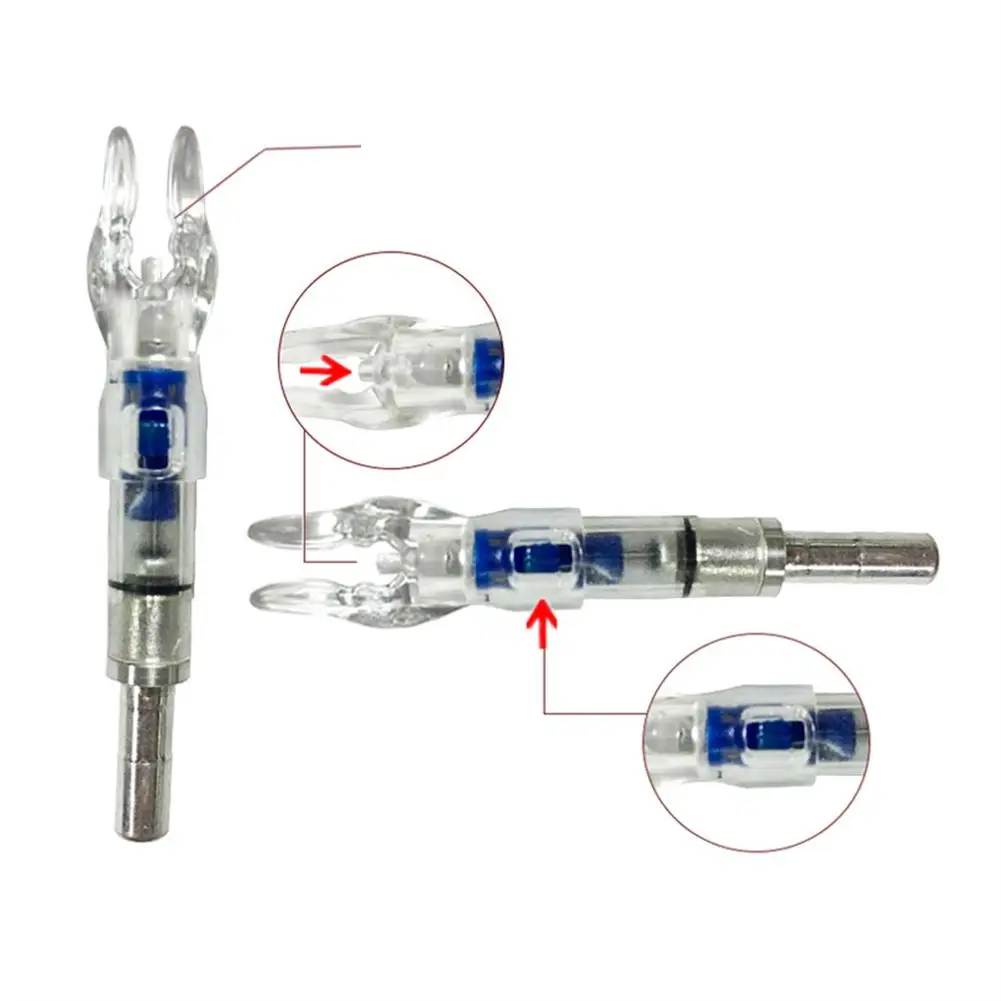Nock Led luminoso para tiro con arco, accesorio que se ilumina automáticamente, duradero, 6,2mm, eje Universal, cola de flecha de caza brillante, 6 uds.