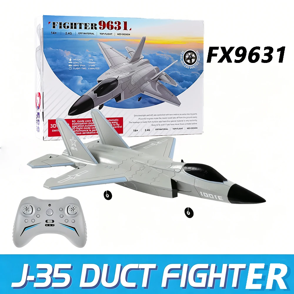 

FX9631 Remote Control Fighter Jet 2.4G Brushless Motor J-35 3D 6G Four-Channel Six-Axis Gyroscope Stable Flight EPP Foam Toy