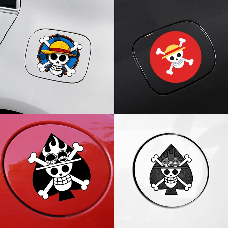 One Piece Anime Sticker Car Fuel Cap Decoration Skull Decoration Sticker Monkey D. Luffy Electric Car Sticker Children\'s ToyGift