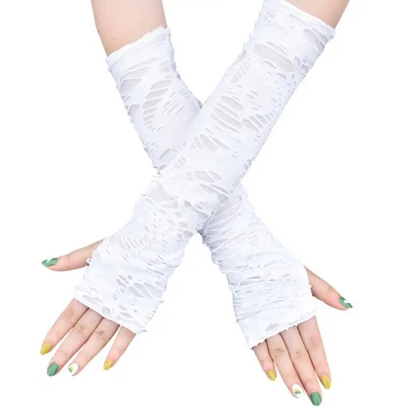 Halloween Gloves Fashion cosplay Beggars Black Ripped Gloves Punk black fingerless gloves Fingerless ripped gloves Decor