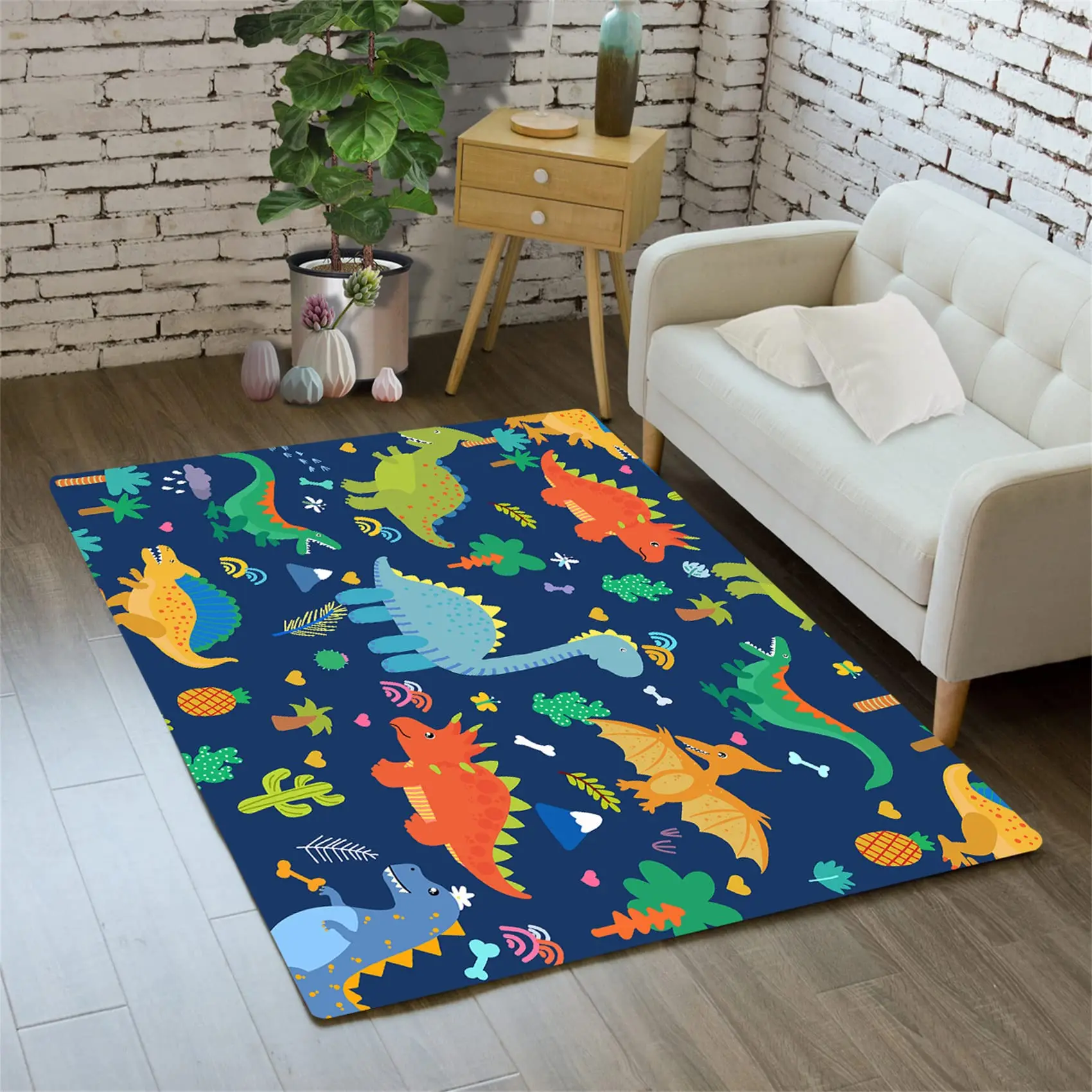 

Cartoon Dinosaur Area Rugs Lovely Dinosaur Carpet Rugs for Boys Kids Blue Cute Animal Patterns Carpet Dinosaur Rugs Playing Room