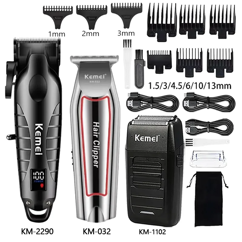 Hair Clipper Barber Blading Hair Cutting Machine Clipper Grooming Cordless Rechargeable Shaver for Men Km-2290 Km-032 Km-1102