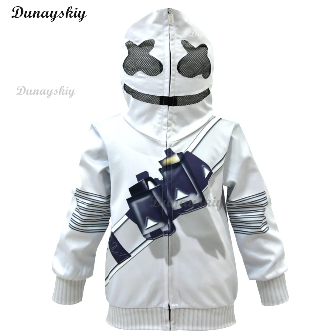 مجموعة أزياء مغنية الصوت الإلكترونية DJ Marshmello Fortnite للفتيات والأولاد والهالوين وأعياد الميلاد والحفلات التنكرية