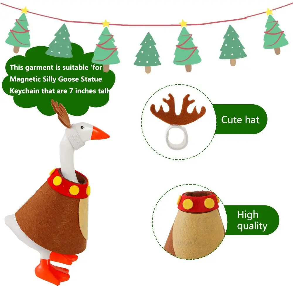 Fabric Goose Statue 7-Inch Christmas Tree Shaped Christmas Ornament Red And White Striped Scarf With Hat Holiday Decoration Yard