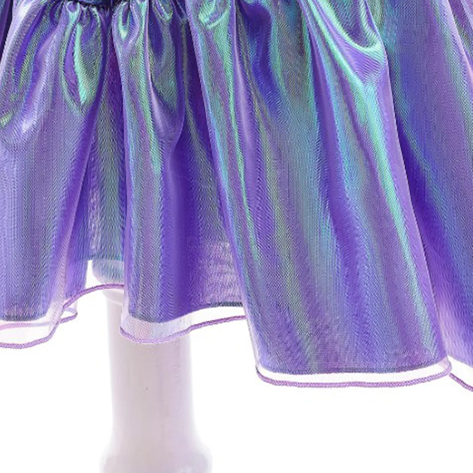 Kids Girls Shiny Metallic Mermaid Fishtail Skirt Costume Halloween Cosplay Sleeveless Flounce Peplum Dress Performance Dress