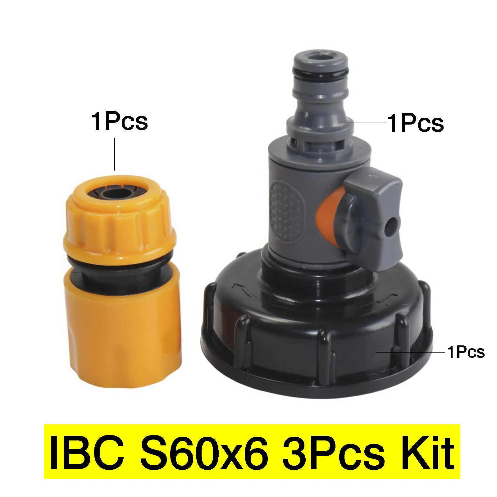 2sets 6pc IBC Drum Valve Fitting IBC tank Outlet Valve with Hose Connector IBC Liquid Discharge Valve Adapter or Car Wash