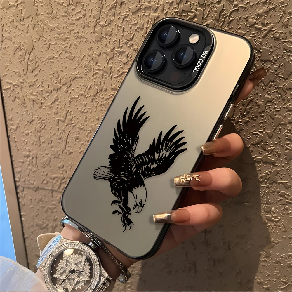 Cool Bald Eagle Case for iPhone 16 15 12 13 mini 11 14 Pro Max XR Xs 8 Plus Dual Layer Hard IMD Plastic Matte Cover for Men Boys