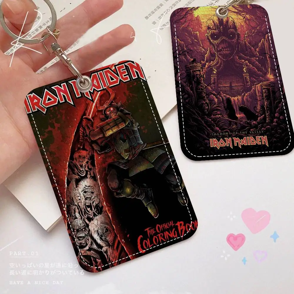 الفرقة I-Iron M-Maiden 1 قطعة حافظة بطاقات الوصول حافظة بطاقات جلدية المفاتيح حلقة رئيسية باب الوصول العلامات حافظة بطاقات الهوية المفاتيح #5