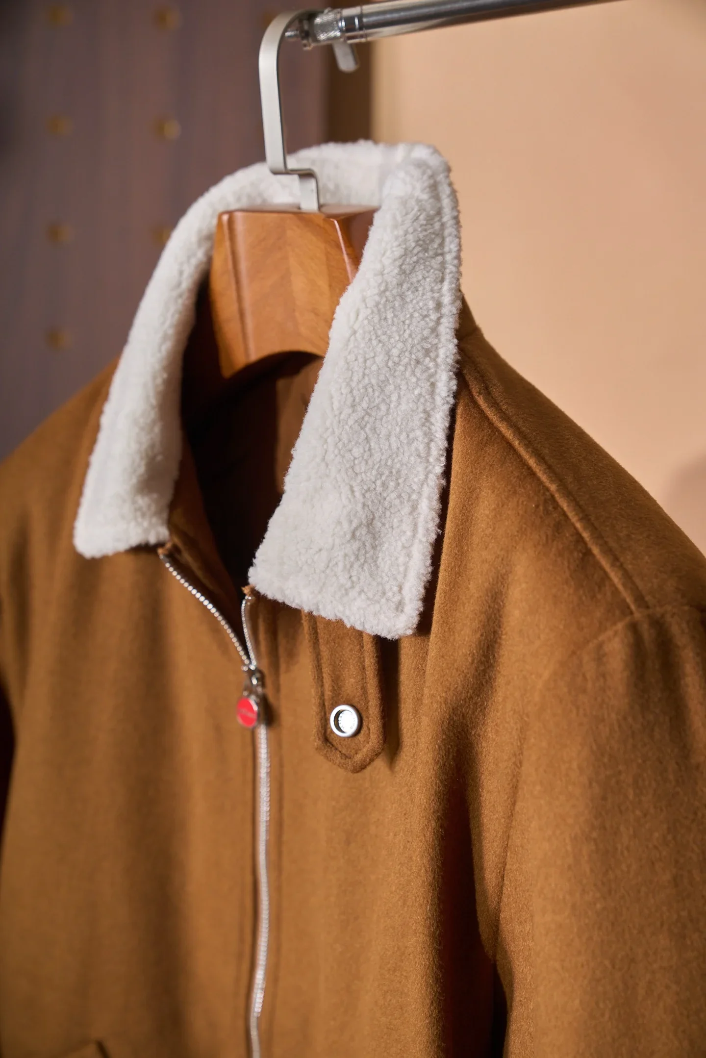 Kiton wool-blend cashmere men's padded fur collar jacket