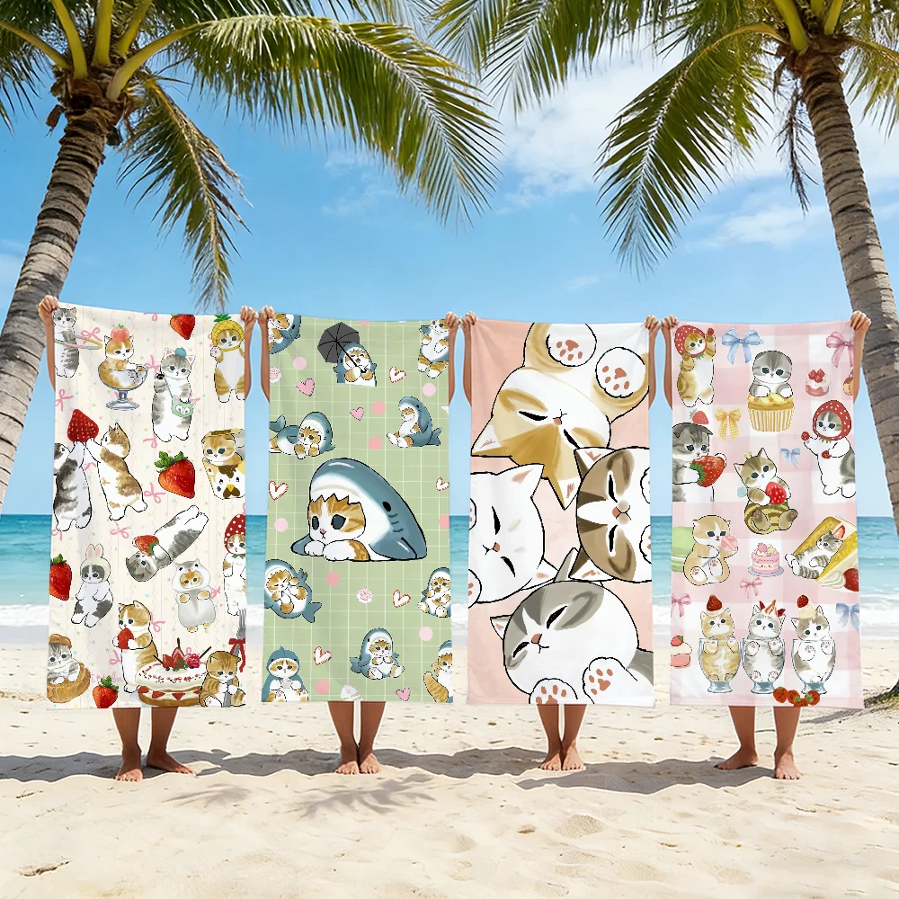 Cartoon Cute Cat M-MoFusand-S Towel For Swim Yoga Gym Quick Drying Soft and skin-friendly Beach Towels All-Season