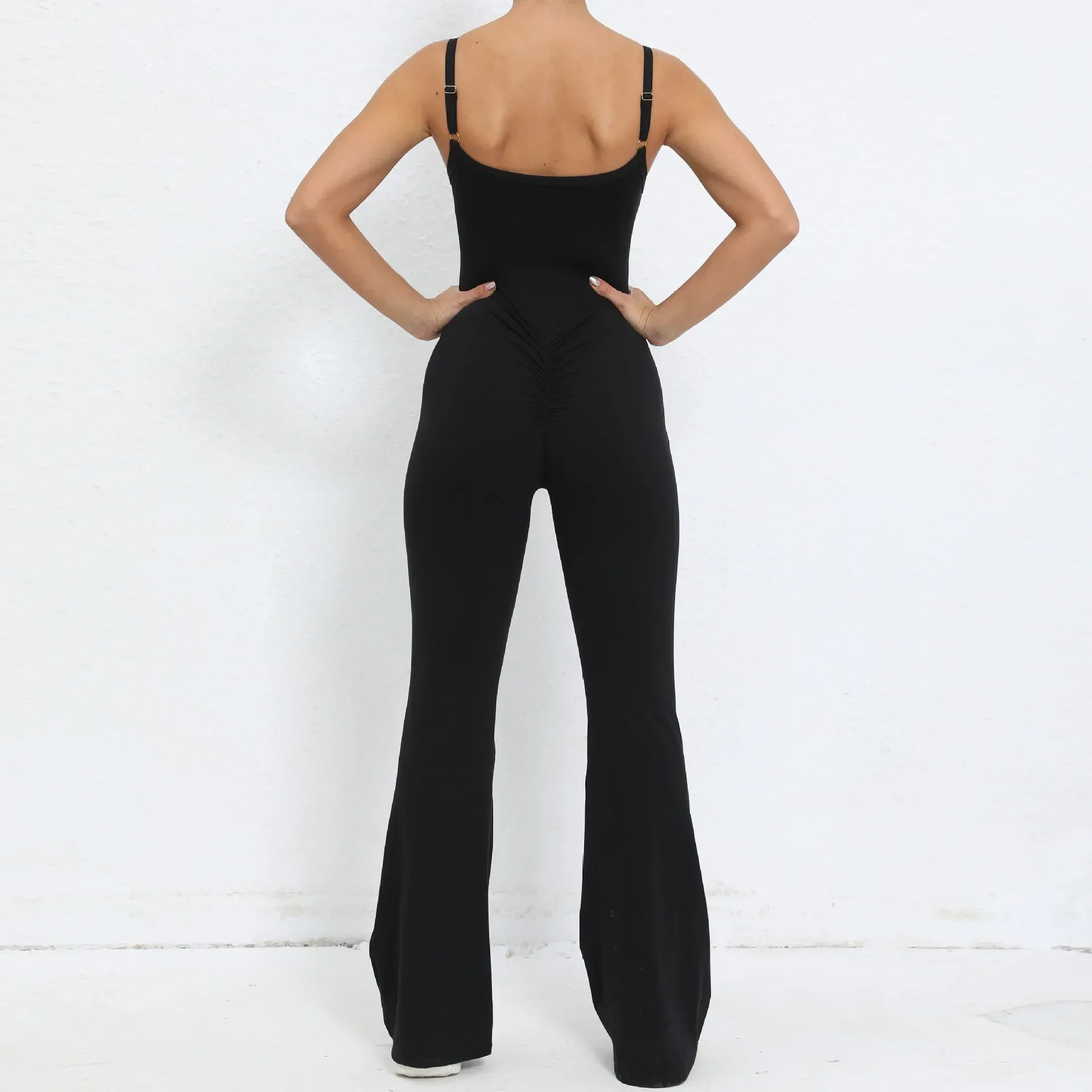 

Seamless Yoga Jumpsuits Sports Fitness Hip-lifting Flared Pants Adjustable Shoulder Strap One-piece Gym Tracksuits for Women