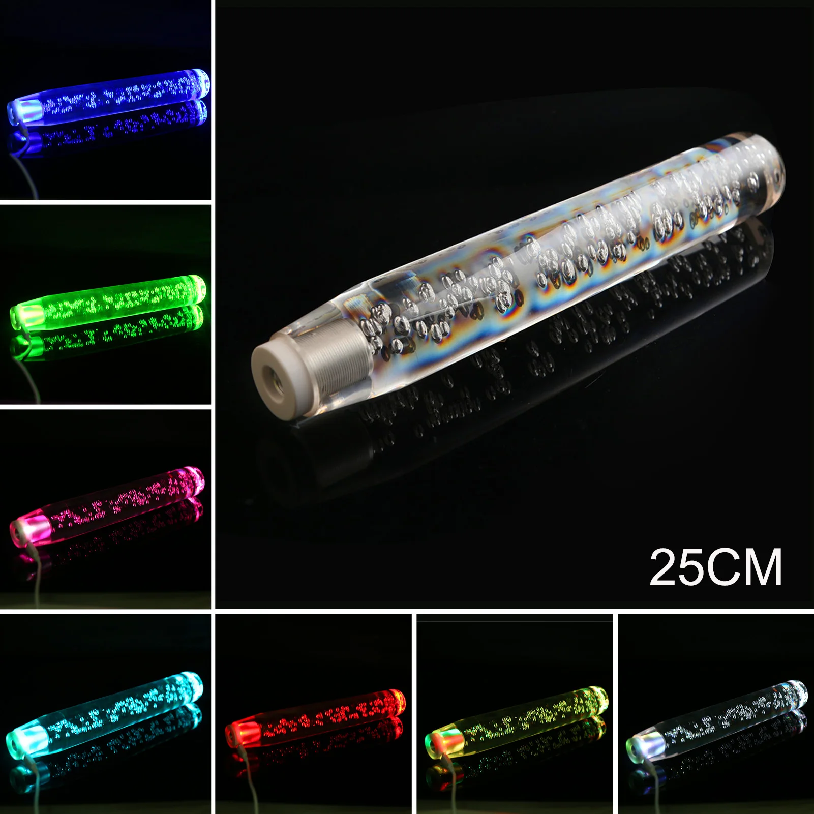 LED Light RGB Shift Knob Stick Crystal Transparent Bubble Gear Shifter10cm/15cm/20cm/25cm/30cm Multicolor Gradient Shift Knob