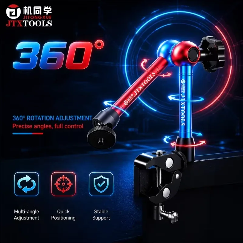 JTX X2 Universeller Schwerlast-Magic-Arm-Halter 360° Drehbare Tischklemme für Wartungs- und Messgeräte Handy-Reparatur – Detail 1