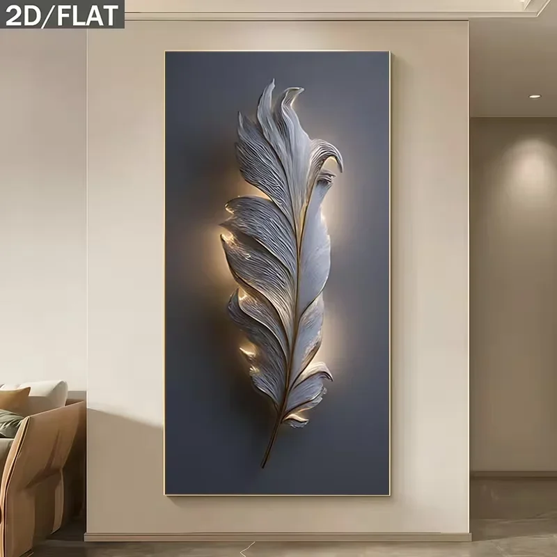 2D Flat, [2D Flat] Wall Décor: 1 Unframed Large Canvas Painting, Measuring 39.37x78.74 Inches (100x200cm), Featuring Golden F
