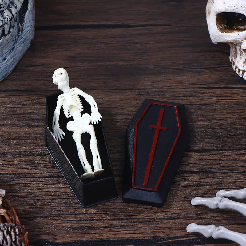 2/4 個ドールハウスハロウィン棺箱スケルトンマン装飾飾り模型玩具ミニチュアいたずら小道具ボックスモデルトリッキー小道具