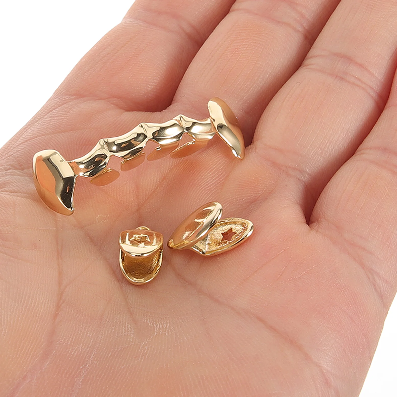 

1 set Gold Tooth Grills Set Hip Hop Fake Teeth Punk Removable Mouth Grill For Halloween Cosplay Party Fashion Accessory Dental