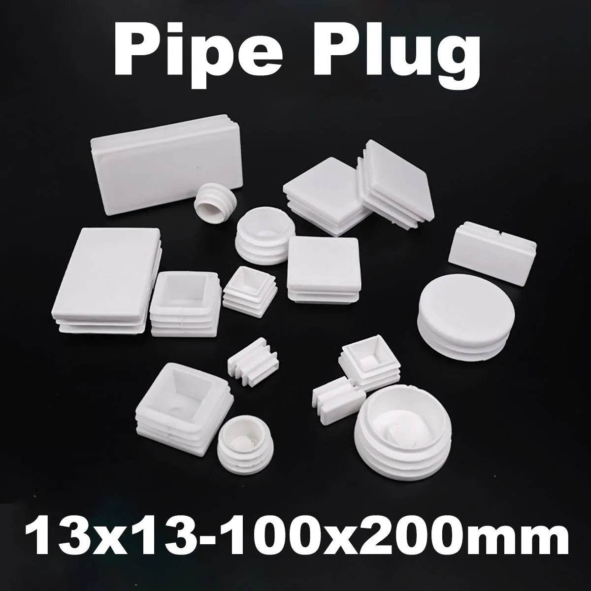 4Pcs 13x13-100x200mm White Square Pipe Plug Tube End Cap for Table Chair Leg Protector Pads Leveling Feet  Steel Pipe Plug