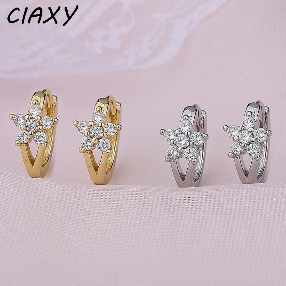 CIAXY Silver Color Snowflake Earrings for Women Exquisite Flower Ear Buckle Earring 2023 New Designer Jewelry Birthday Gift