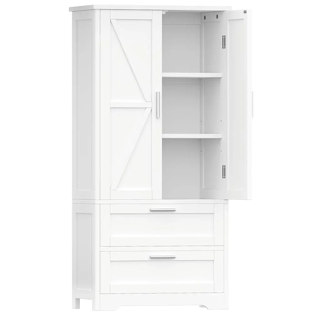 

50.4"" H Bathroom Storage Cabinet, Modern Floor Cabinet With Adjustable Shelf, Small Pantry With 2 Doors & Drawers, Storage