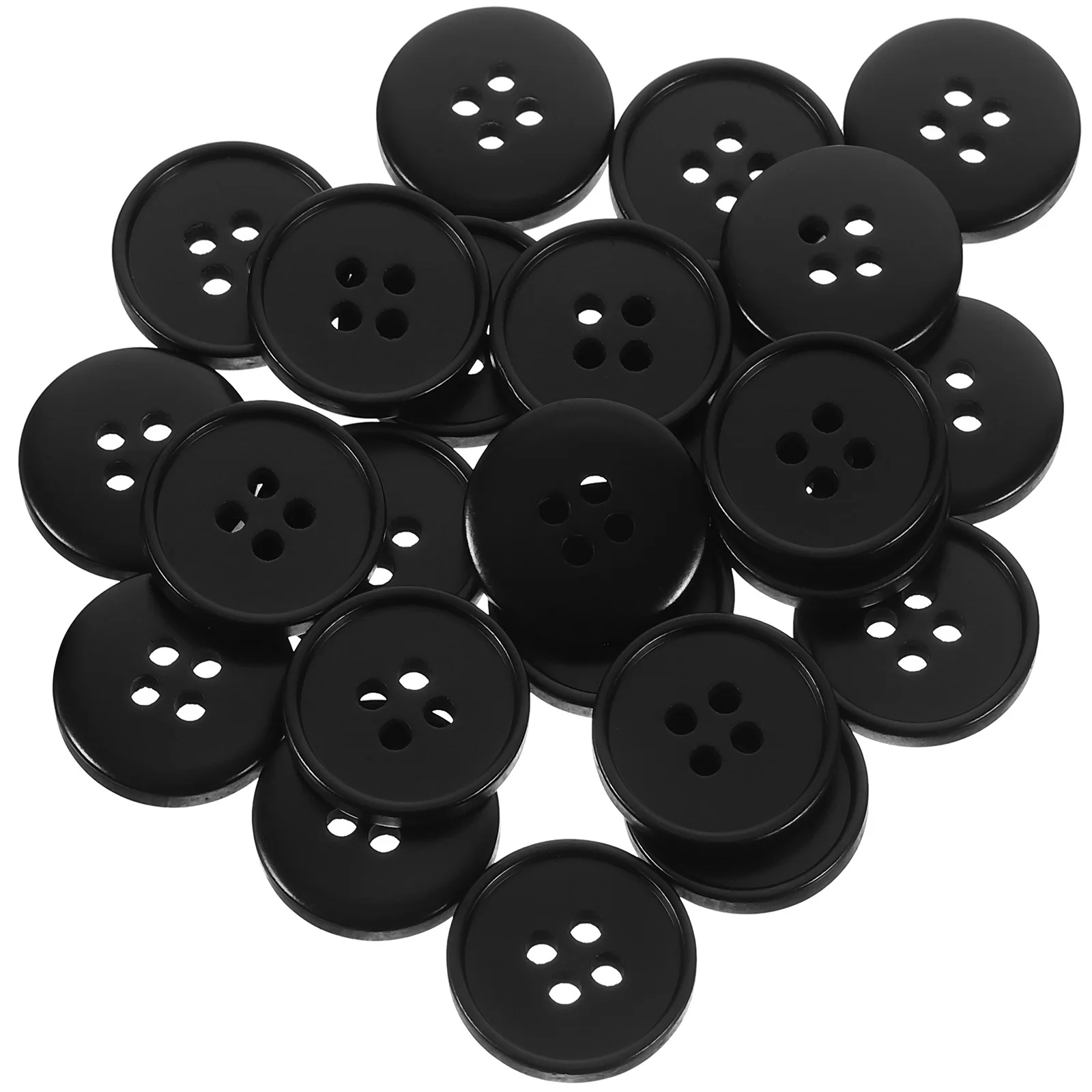 

100Pcs Black Resin Button Four Holes Round Classic Pattern for DIY Sewing Costume Knitting Crochet Accessories
