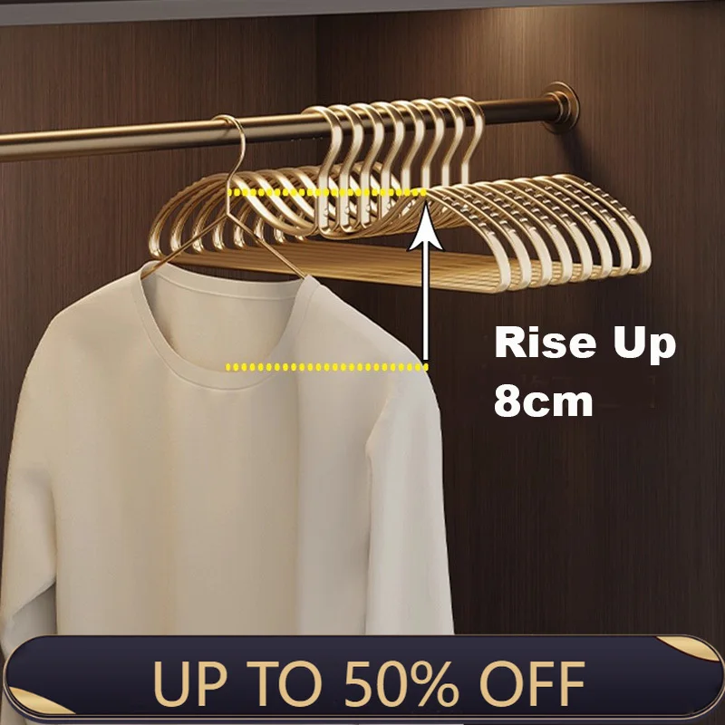 5pcs Short Neck Clothes Hangers Anti-slip Seamless Clothing Storage Drying Hangers Rised Up 8cm Space Saver Metal Organizer Rack