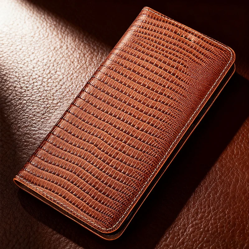 Luxury Genuine Leather Cases For Samsung Galaxy Note 20 Ultra 10 Lite Plus Note 9 8  Note 10 Phone Case Retro Lizard Pattern