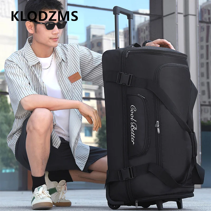KLQDZMS 34 Inch Handheld Oversized Capacity Trolley Bag Men's Business Zipper Storage Bag Women's Universal Wheel Luggage