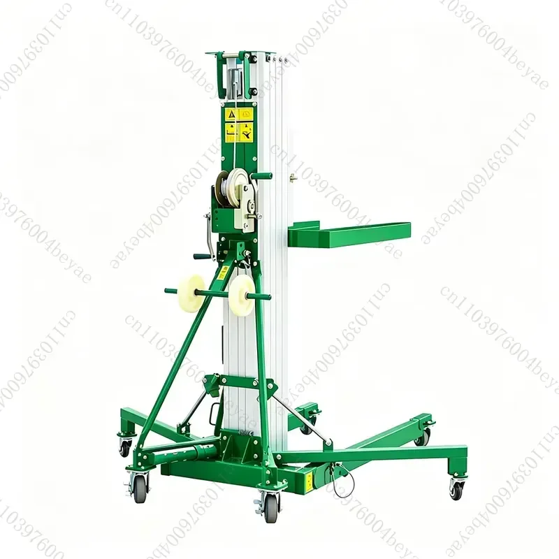Portable Manual Winch Forklift Mini Lift Light Crane Indoor Aluminum Alloy Double Handle Industrial Material Lift