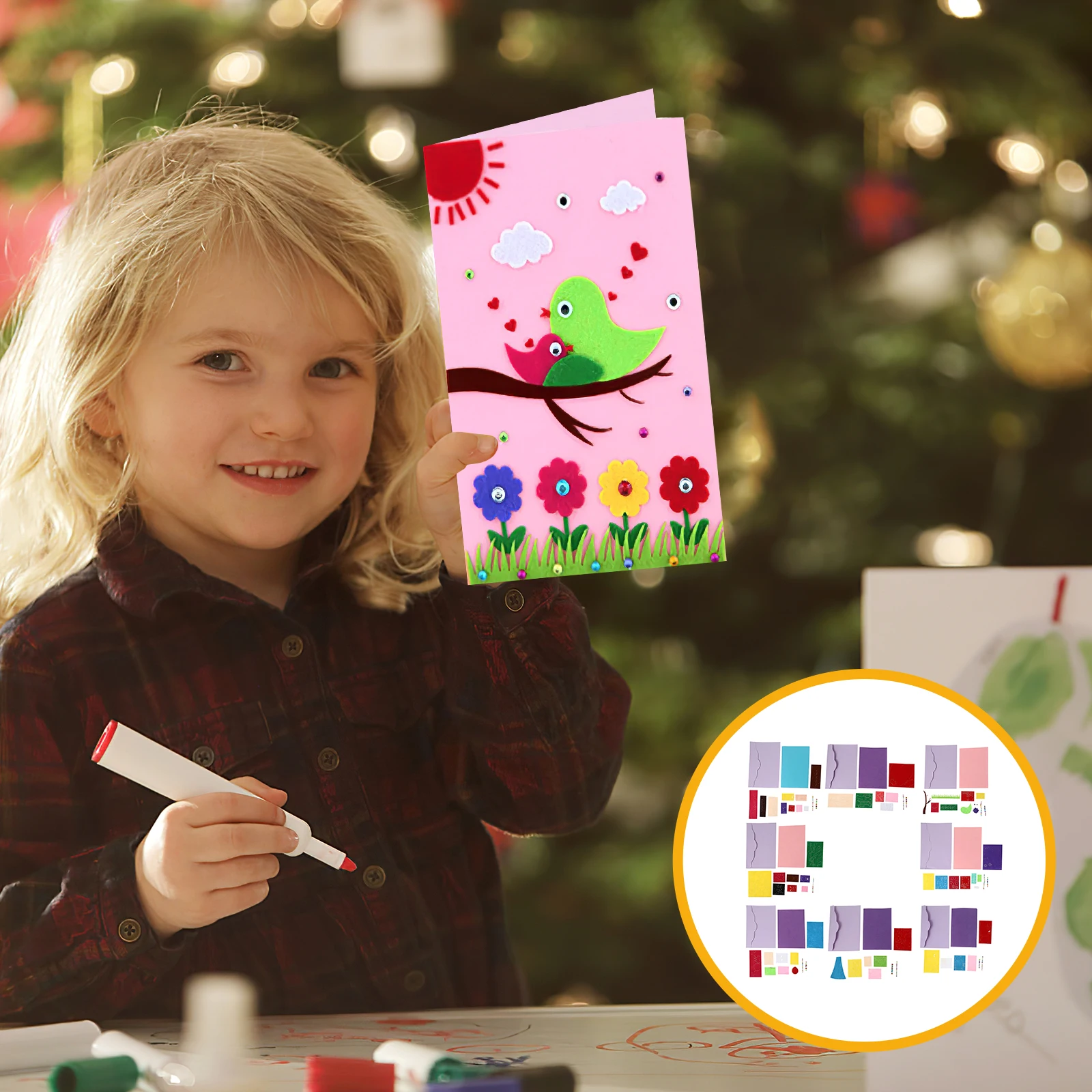 

8 Pcs DIY Greeting Card Material Package Kids Craft Party Supplies Funny Fabric Cards H made Gifts Mothers Day Thanksgiving