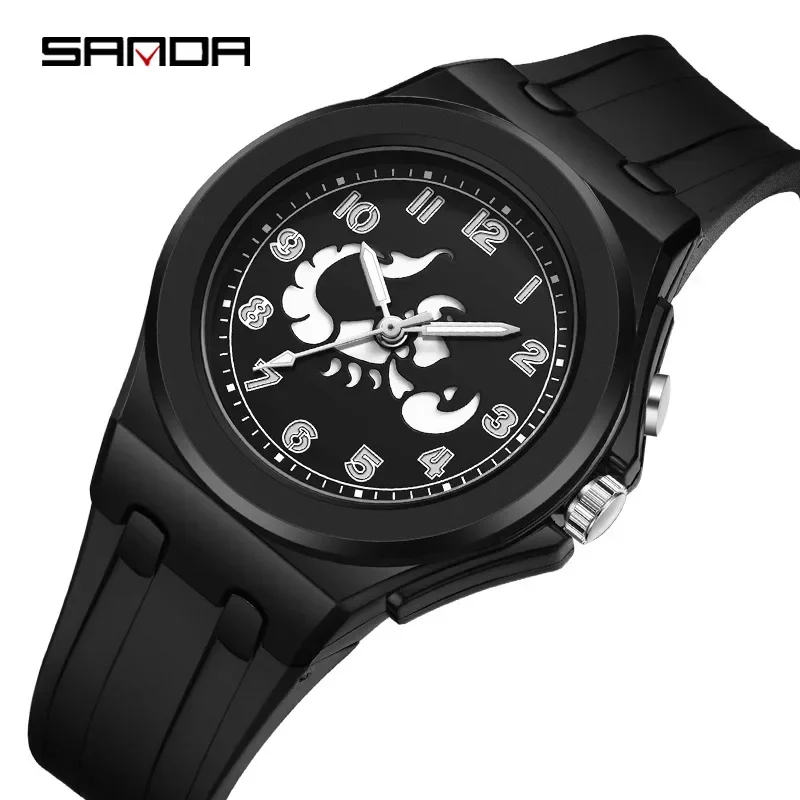 Sanda homens e mulheres casual sports watch, automático, borracha, quartzo, à prova de choque, para o exterior, casal, novos modelos, 2024