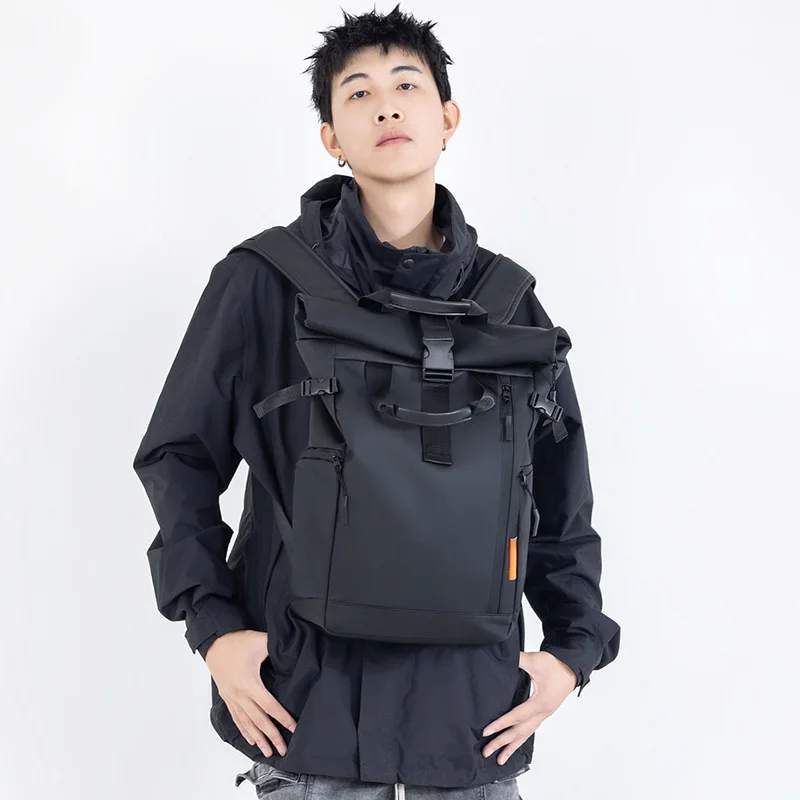 Large-Capacity Sports Backpack, Foldable Roll-Top Backpack, Trendy Casual Backpack, Outdoor Travel Backpack, Unisex Laptop Bag, Student School Bag