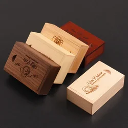 1PCS Free Laser Engraving Natural Wood Gift Boxes with Sliding Top Storage Box for Necklace Ring Free Printing Custom Wood Box