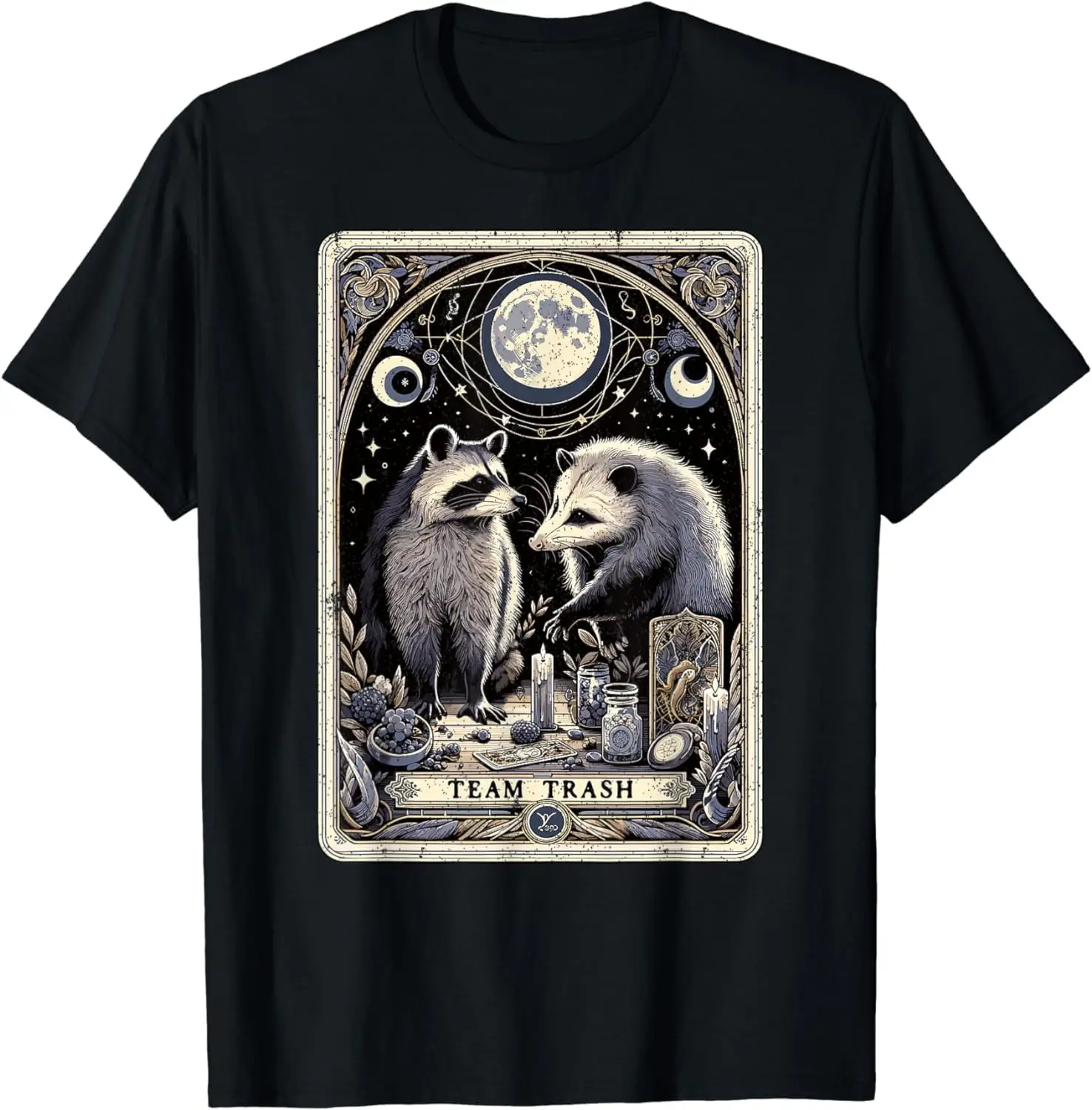 Team Trash Tarot Card Opossum Witchcraft Goth Possum Racoon T-Shirt  High Quality 100%Cotton Short Sleeve