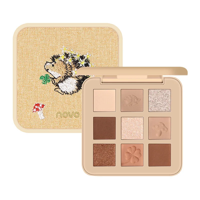 zq Novo Nine Colors Eye Shadow Plate Natural Three-Dimensional Modified Milk Tea Earth Color Students Super Hot