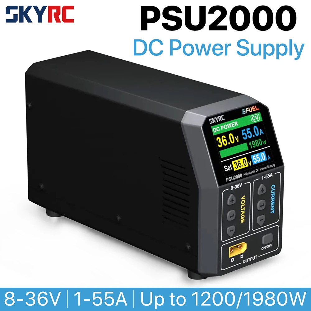 SKYRC Adjustable DC Power Supply PSU2000 eFUEL 8–36V 55A XT90 High Power for RC LiPo Chargers iCharger DX6 ISDT K2 ToolkitRC M8D