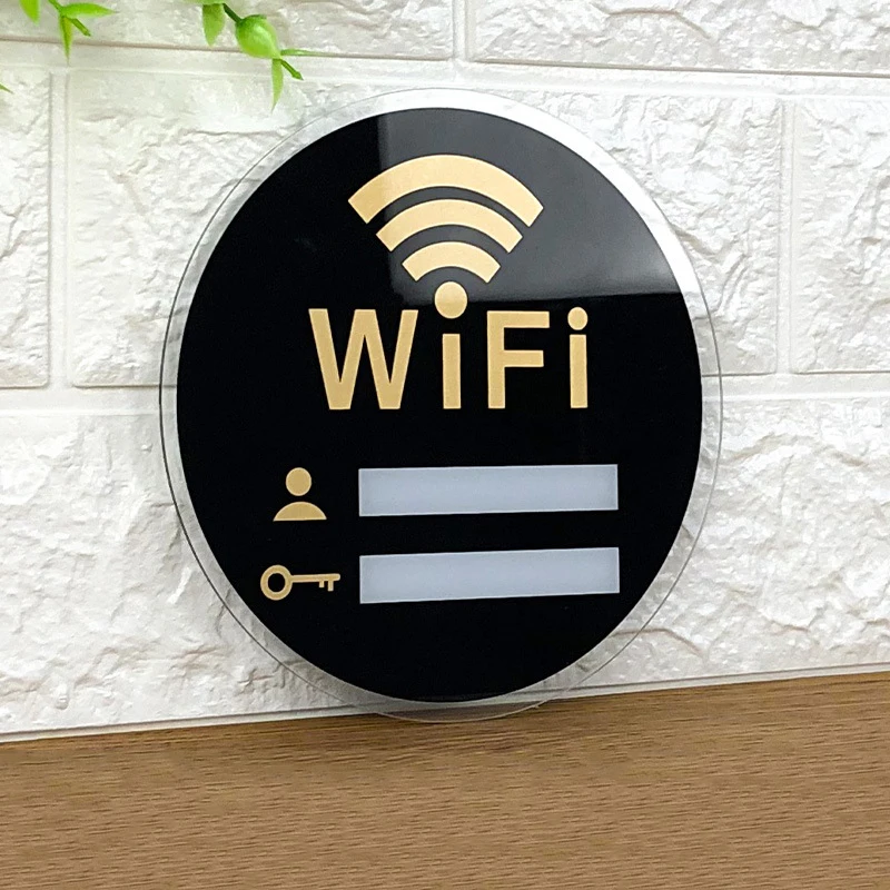 3D WiFi Sign Acrylic Mirror Wall Sticker for Public Places Shops Handwriting Account and Password Wifi Notice Board Wall Sticker