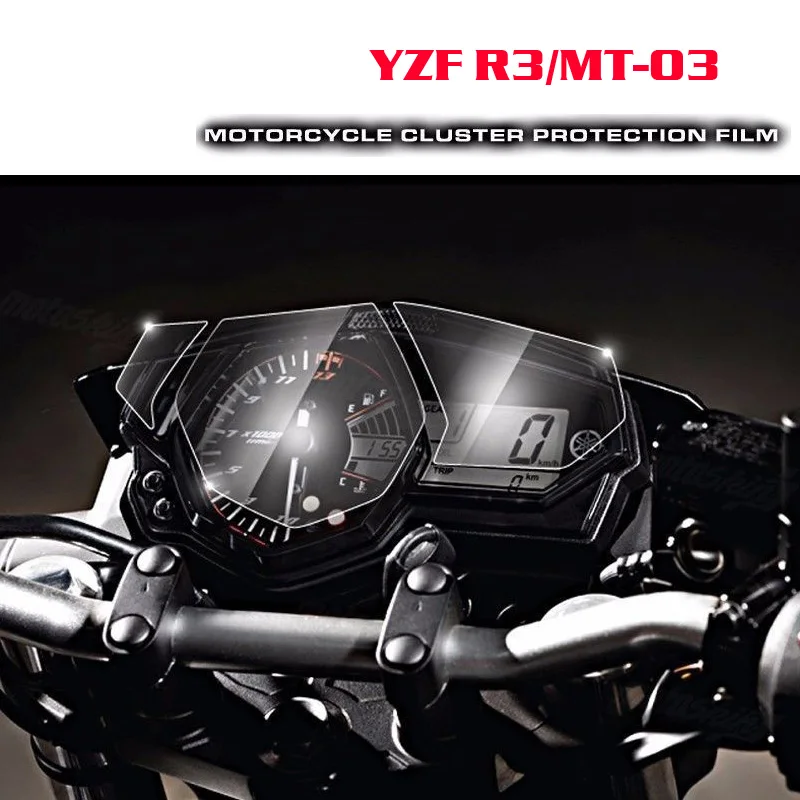 Motorcycle Transparent Crystal TPU Cluster Scratch Film Speedometers Screen Protector For Yamaha YZF-R3 MT03 15-17