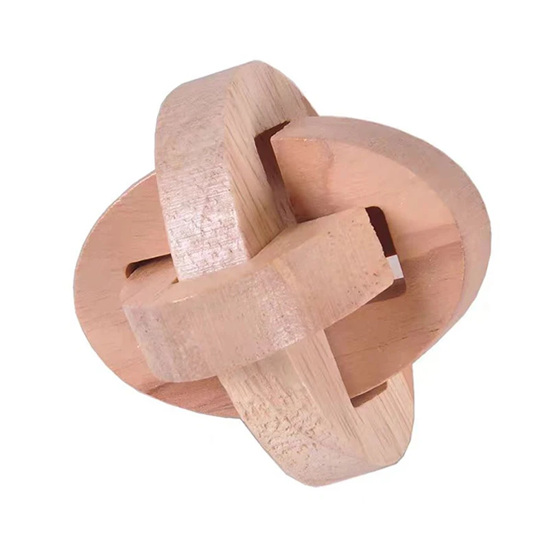 Lock Puzzle Wooden Brain Teaser for Mental Challenge Educational IQ Disentanglement Toys Kids Adults (SanHuan Suo)