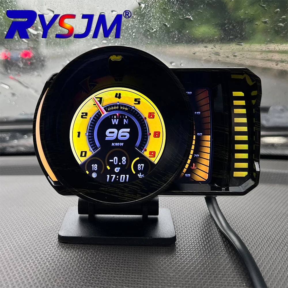 P28 Car Smart Head Up Display OBD2 GPS Digital HUD Speedometer Turbo RPM Alarm Head‑Up Displayer