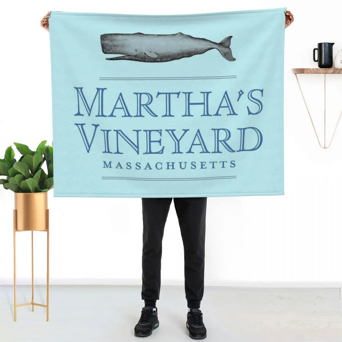 Martha's Vineyard Massachusetts Vintage Whale Design Throw Blanket Plush Decorative Sofa heavy to sleep Thin Furrys Blankets