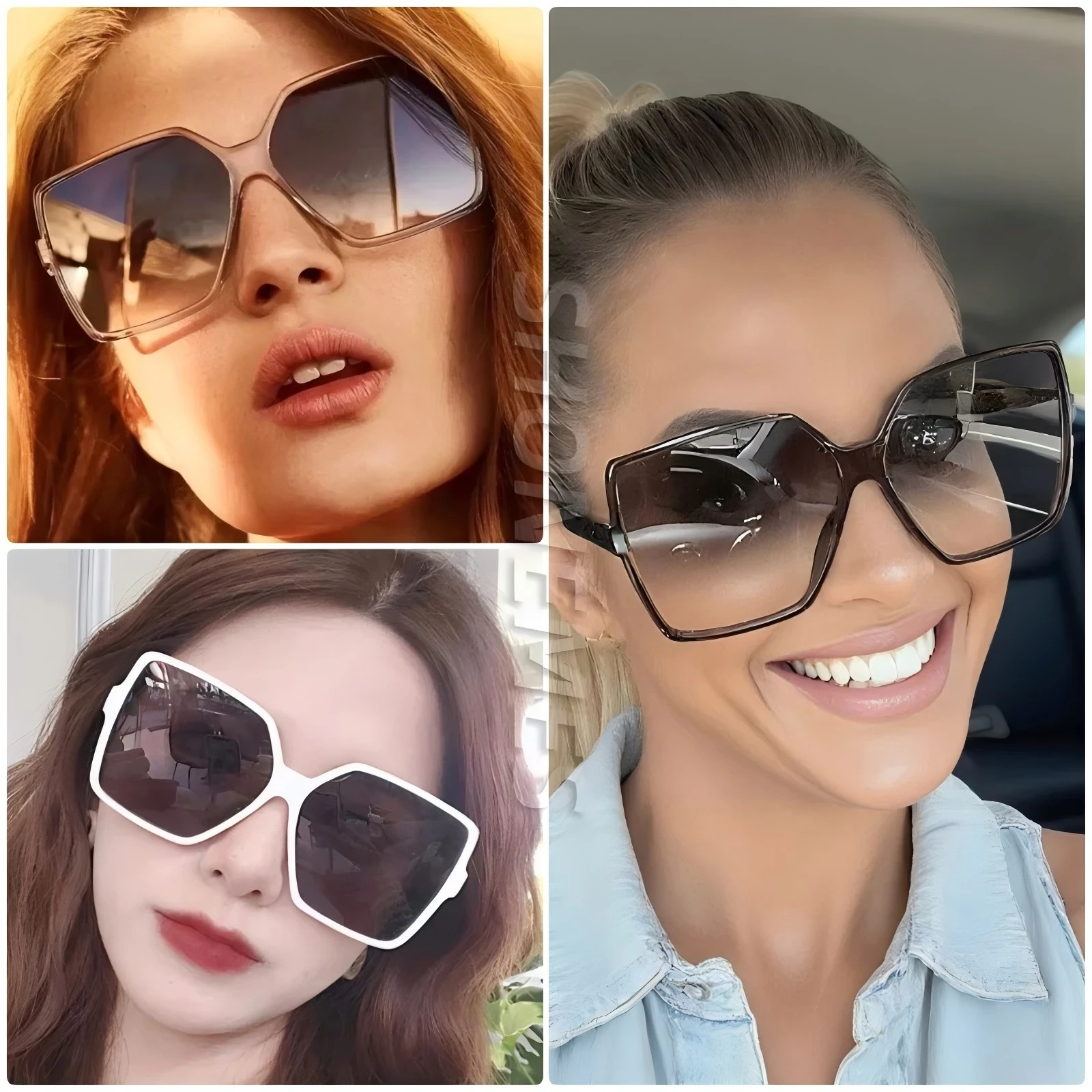 Gafas de sol de gran tamaño a la moda para hombres y mujeres; lentes de color degradado; gafas de sol de plástico de diseño para mujer; gafas de sol UV400
