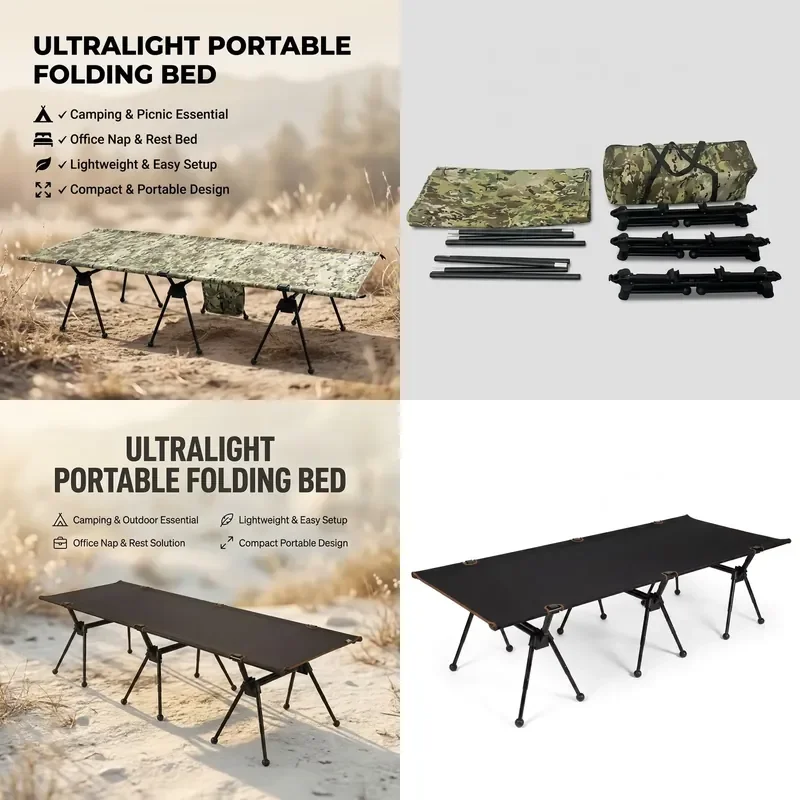 New Aluminum Alloy Folding Bed Outdoor Camping Cot Hiking Portable Ultra-Lightweight Compact Marching Bed
