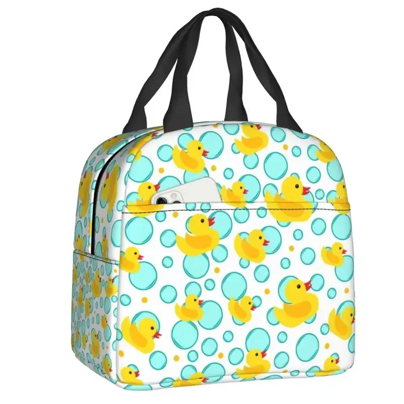 Cute Ducks Pattern Insulated Lunch Box for Women Cartoon Resuable Thermal Cooler  Bag School Picnic Food Container Tote
