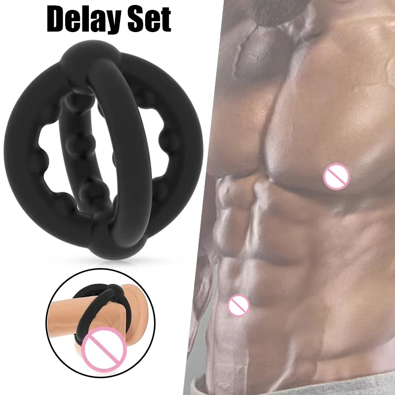 Male Sperm Lock Ring Soft Delayed Ejaculation Erection Double Cock Ring Massager Chastity Cage Stimulating Couple Sex Toys